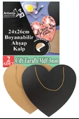 Boyanabilir Çift Taraflı Kalp Mdf 2 Li 1 Paket Kalp Tabela Kapı Duvar Yazı Yazmak Süslemek Dekoratif Hobi Sanat Seti thumbnail 1