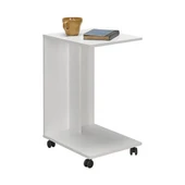 Çok Amaçlı Tekerlekli C Koltuk Sehpası-Mat Lake Beyaz(Diamond Beyaz) 35x65x45 cm (GxYxD) thumbnail 5