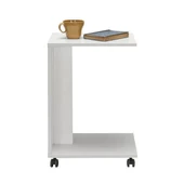 Çok Amaçlı Tekerlekli C Koltuk Sehpası-Mat Lake Beyaz(Diamond Beyaz) 35x65x45 cm (GxYxD) thumbnail 4