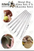 Tel Dip Alma Seti 6 lı 13 cm 1 Paket Kazıma Seti Paslanmaz Çelik Rötüş Modelaj Kil Heykel Çömlek Yapma Çubuğu Sanatsal thumbnail 6