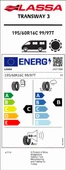 Lassa 195/60R16 C 99/97T Transway 3 C-B-69 Yaz Hafif Ticari Lastiği (Üretim Yılı: 2025) thumbnail 2