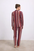Anıl Kadın Uzun Kollu Düğmeli Çizgili Pijama Takımı 11578 thumbnail 2