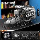 Mould King Mini V8 Çift Turbo Motor Model Kiti, Yapı Blokları - 2899+ Parça thumbnail 2
