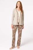 MAN5798 Anıl 5798 Kalın Askılı V Yaka Viskon Çiçek Desenli Kışlık Örme Normal Bel Düğmeli Dantel Detaylı Pijama Takımı Sabahlık thumbnail 1