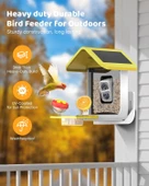 Onlyfly Güneş Enerjili Kameralı Kuş Yemliği: 2K Canlı Yayın Kamerası - Sarı/Beyaz thumbnail 5