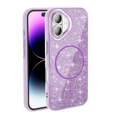 Apple iPhone 17 Kılıf M-safe Şarj Özellikli Parlayan Simli Zore Okso Kapak thumbnail 6