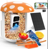 Peckcam Akıllı Kuş Yemliği, Kamera, 2K Canlı Gerçek Zamanlı Uyarı - Turuncu thumbnail 1