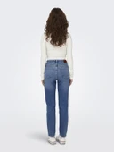 ONLY Bayan Düz Kesim Yüksek Bel Kot Pantolon 15283925 thumbnail 3