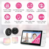 VTech Akıllı WiFi Bebek Monitörü, 2K CMOS Sensörlü 5.5 Inc - 2 Kamera thumbnail 2