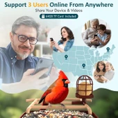 BirdLegend BL01 Kameralı Kuş Yemliği Güneş Enerjili - Kırmızı thumbnail 6