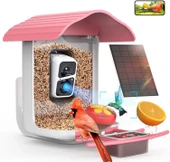 BirdSnap PAV - Akıllı Kuş Yemliği, Güneş Enerjili Kamera 2K HD - Pembe thumbnail 1