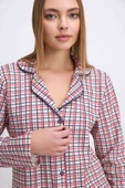 Anıl Kadın Pamuklu Uzun Kol Düğmeli Gömlek ve Ekose Pantolon Pijama Takımı Zamansız Şıklık 11627 thumbnail 2
