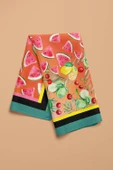 G59 Kadın Kırmızı Fruits Desenli 50x50 Bandana DG01456-22 thumbnail 3