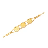 Altın Kaplama İmitasyon Zirkon Taşlı Üçlü Yarım Altınlı Bileklik BLK-1211 thumbnail 1