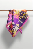 Saten İpek Yaprak Desenli Kadın Bandana thumbnail 6