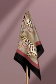 E53 Kadın Kahve Vizon Animal Desenli 50x50 Bandana thumbnail 6