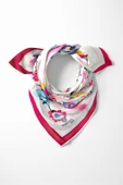 %100 İpek Kadın Desenli Bandana 80x80 thumbnail 1