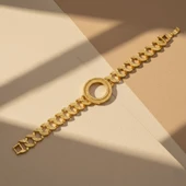 Altın Kaplama İmitasyon Yarım Altınlı  Zincir Bileklik BLK-1214 thumbnail 4
