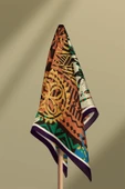 Vissona Yaprak Desenli İpek Bandana thumbnail 4