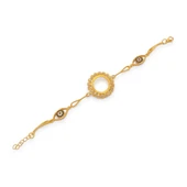 Atlnı Kaplama İmitasyon Çiçek Model Nazar Boncuklu Çeyrek Çerçeveli Bileklik BLK-1216 thumbnail 1