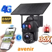 AV-S436 4G Solar Güneş Enerjili 6MP 36X Optikal Zoom Sirenli 50M Gece Görüş Mesafesi Ubox Uygulaması thumbnail 1