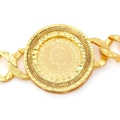 Altın Kaplama İmitasyon Desenli Yarım Altınlı Zincir Bileklik BLK-1213 thumbnail 2