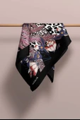 Kadın Kırmızı Kaplan Desenli 50x50 Bandana thumbnail 6