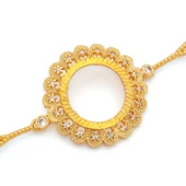 Atlnı Kaplama İmitasyon Çiçek Model Nazar Boncuklu Çeyrek Çerçeveli Bileklik BLK-1216 thumbnail 3