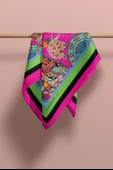 E49 Kadın Pembe Minyatür Desenli 50x50 Bandana thumbnail 5