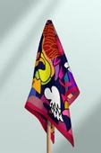 %100 İpek Grafiti Desenli Kadın Bandana thumbnail 6