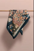 Z41 Modabutik Şal Desenli Mavi Somon Renkli Fular thumbnail 3