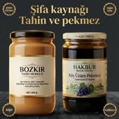 Bozkır Tahin Merkezi Muhteşem İkili Altın Susam Kavrulmuş Tahin 600gr-Köy Üzüm Pekmezi 800 (doğal&katkısız) thumbnail 2