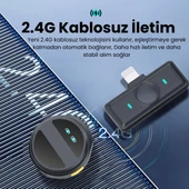 2.4G Kablosuz Mikrofon Seti  Tek Alıcı Çift Verici  Aktif Gürültü Engelleme, 20 Saat Kullanım, Manyetik Klipsli Yaka Mikrofonu thumbnail 6