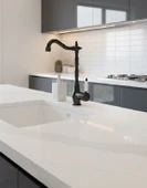 RUSTİK MAT SİYAH MUTFAK EVYE BATARYASI OTANTİK OSMANLI PRİNÇ GÖVDE VİNTAGE TASARIM ÇANAK LAVABO thumbnail 4