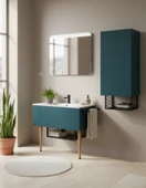 Zeon 100 Cm Lavabo Dolabı Azure ve Led Ayna thumbnail 3