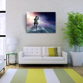 Futuristik , İnsansı Robot , Mavi Tonlar Kanvas Tablo 50 x 70 thumbnail 2