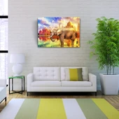 Fil ve  Arkada Geleneksel Hint Yapıları Kanvas Tablo 50 x 70 thumbnail 2