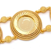 Altın Kaplama İmitasyon Dört Çeyrek Altınlı Desenli Bileklik BLK-1207 thumbnail 2