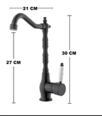 RUSTİK MAT SİYAH MUTFAK EVYE BATARYASI OTANTİK OSMANLI PRİNÇ GÖVDE VİNTAGE TASARIM ÇANAK LAVABO thumbnail 8