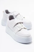 Cırtlı Bağcıklı Kadın Spor Ayakkabı BEYAZ thumbnail 1
