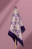 D52 Kadın Geometric Desenli Bandana 50x50 Mor DG0240-22 thumbnail 6