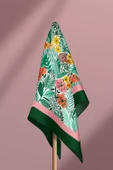 A44 Kadın Yeşil Greenery Desenli 50x50 Bandana HYL DG0720-22 thumbnail 6