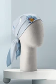 Kadın Çiçek Desenli Bandana 50x50 Açık Mavi DG0157-22 Snz thumbnail 3