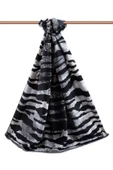 LÜKS MEDİNE İPEĞİ ZEBRA DESENLİ GRİ - SİYAH RENKLİ 75X195 KIRIŞMAZ ŞAL MOSS KREP DİKİŞ TİPİ İTALYAN DİKİŞLİ thumbnail 2