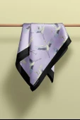 B9  Kadın Lila Stork Desenli 50x50 Bandana HYL DG0877-22 thumbnail 6