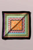 A61 Kadın Turkuaz Mavi Çiçekli Desenli 50x50 Bandana HYL DG01269-22 thumbnail 3