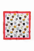 A59 Kadın Kedi Desenli Bandana 50x50 Kırmızı DG0191-22 Snz thumbnail 2