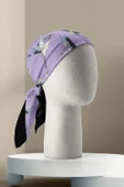 B9  Kadın Lila Stork Desenli 50x50 Bandana HYL DG0877-22 thumbnail 3