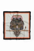D73 Kadın Krem Ethnic Owl Desenli 50x50 Bandana HYL DG0660-22 thumbnail 2