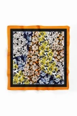 H47 Kadın Sarı Mavi Çiçek Desenli 50x50 Bandana HYL DG01631-22 thumbnail 2